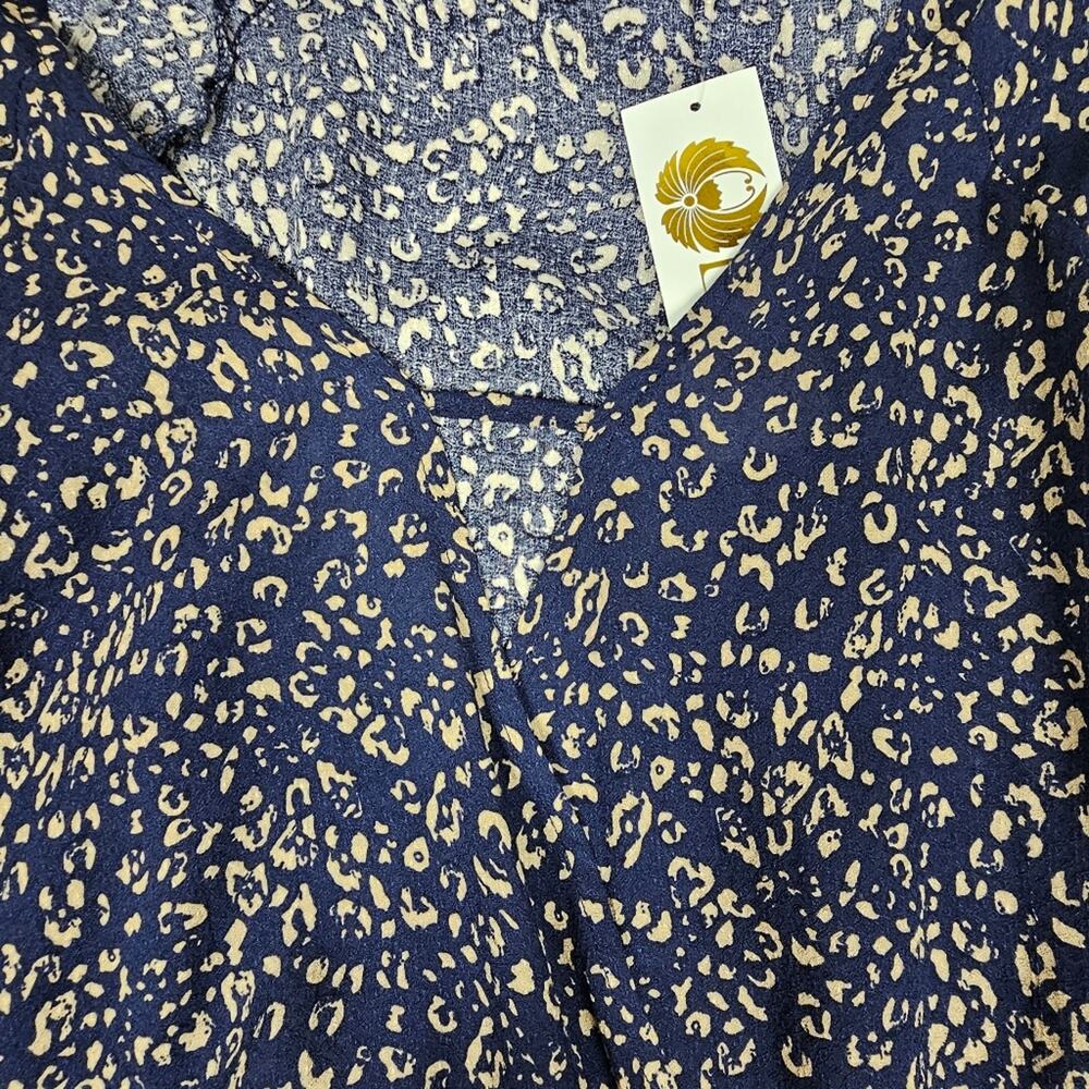 BAKU Navy Animal Print Crossover Blouse NWT Size L - Picture 7 of 11